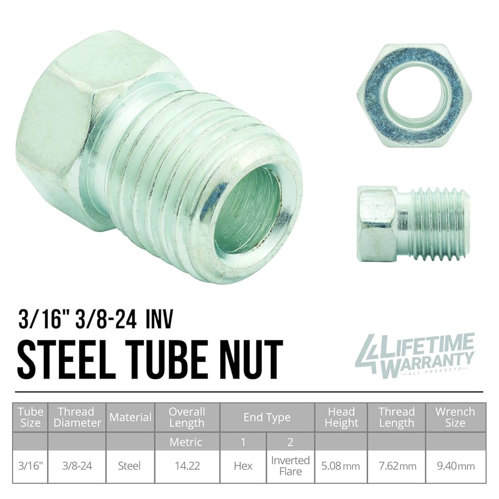 nonnoi8 ⑤ Steel Tube Nut, 3/16 (3/8-24 Inverted), 10/bag : Amazon.ca